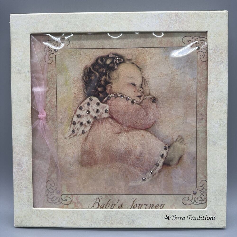 Terra Traditions Baby’s Journey Record Book Baby Book Pink Angel Swarowski